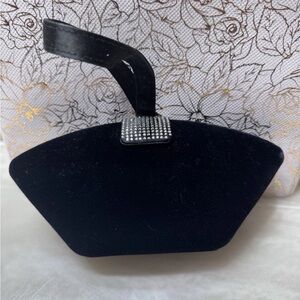 Black Velvet Evening Bag with Rhinestone Clasp, La Regale brand NWOT